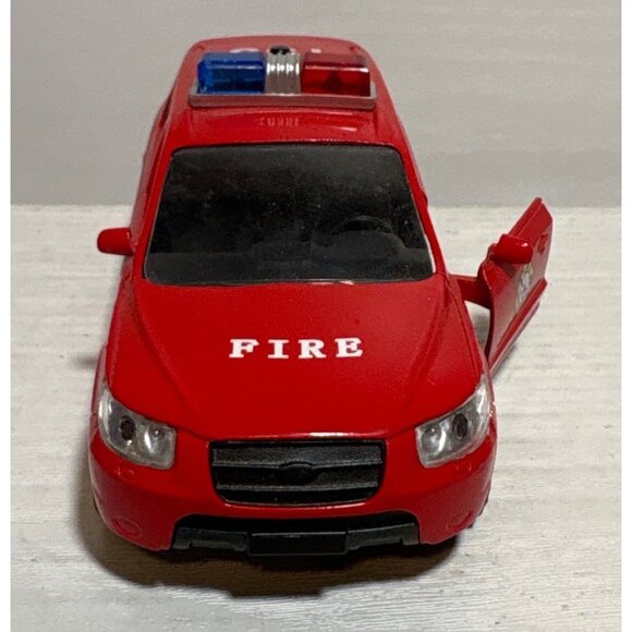 Diecast Red Fire Rescue SUV Toy W/ Opening Doors & Emergency Lights 5" - Picture 2 of 10